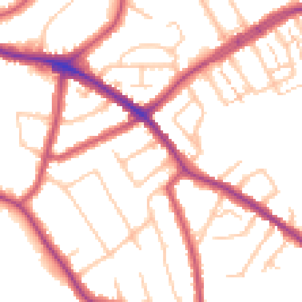 Daytime road noise heatmap for N20 0BP