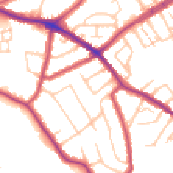 Daytime road noise heatmap for N20 0BT