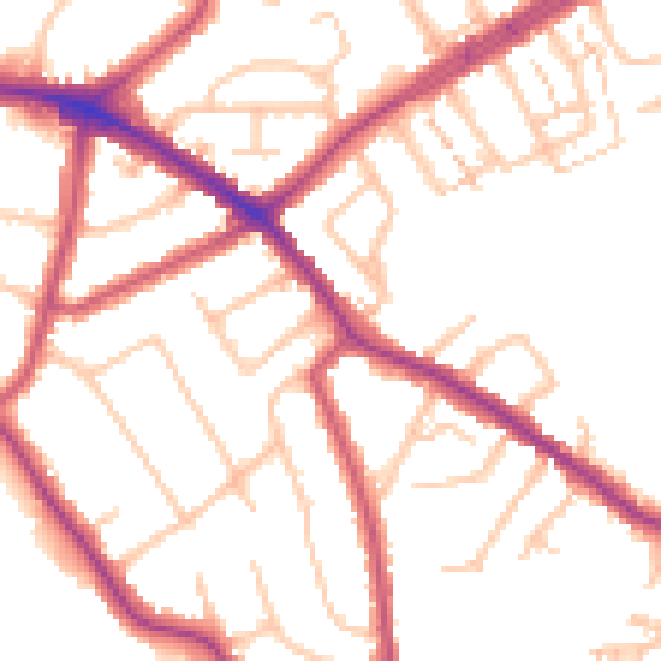 Daytime road noise heatmap for N20 0BU