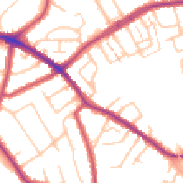Daytime road noise heatmap for N20 0BX