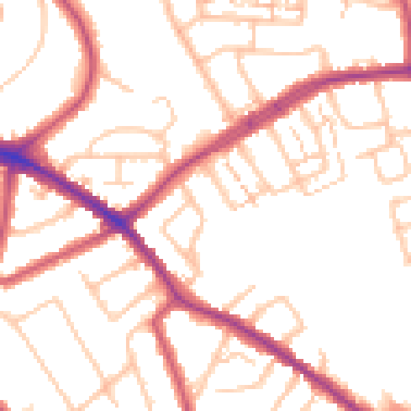 Daytime road noise heatmap for N20 0DD