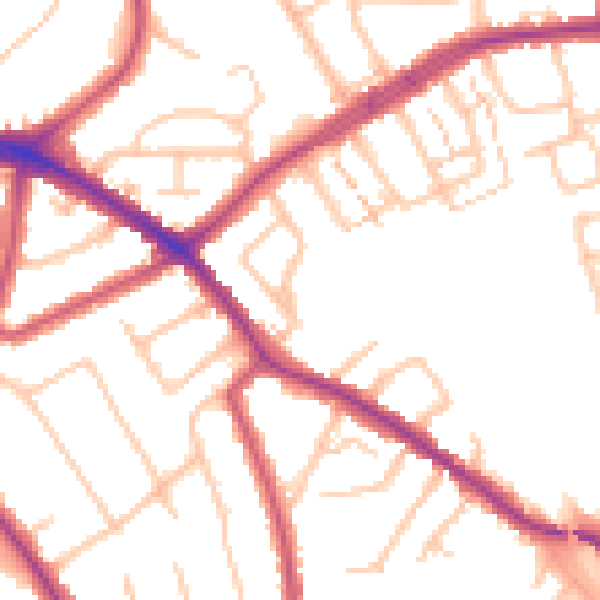 Daytime road noise heatmap for N20 0DE