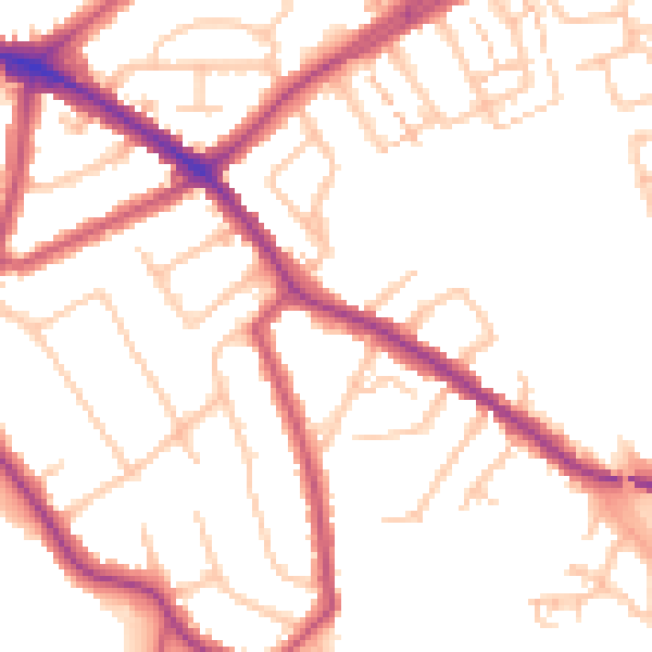 Daytime road noise heatmap for N20 0DH