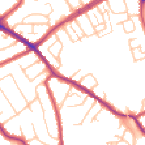 Daytime road noise heatmap for N20 0DJ