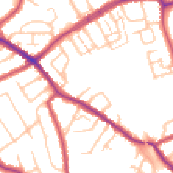 Daytime road noise heatmap for N20 0DL