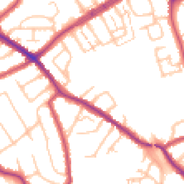 Daytime road noise heatmap for N20 0DN