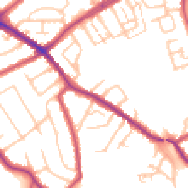 Daytime road noise heatmap for N20 0DP