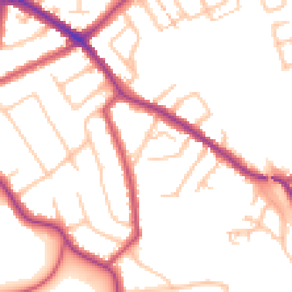 Daytime road noise heatmap for N20 0DR