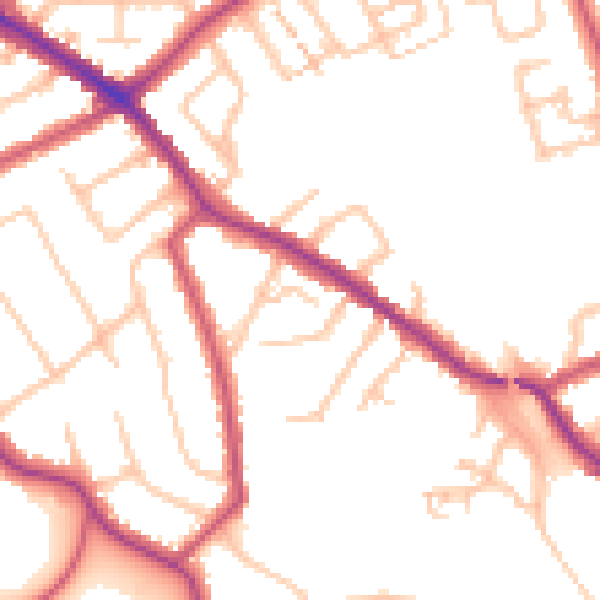 Daytime road noise heatmap for N20 0DS