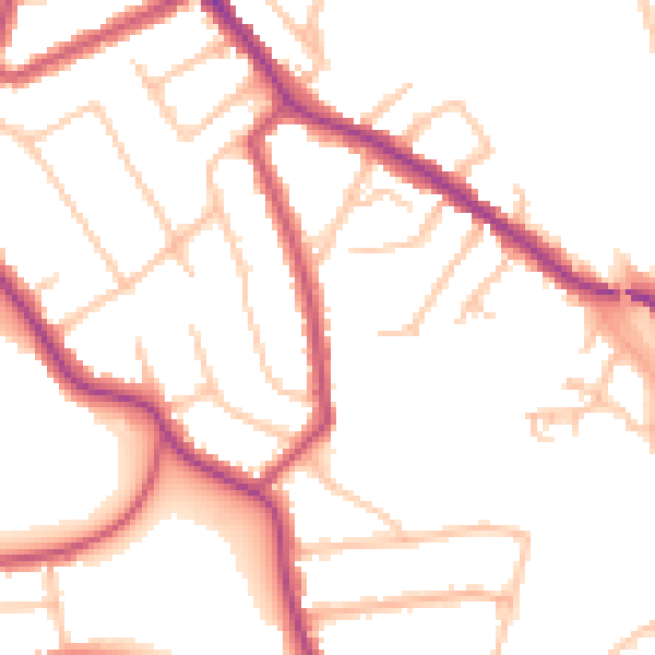 Daytime road noise heatmap for N20 0DT