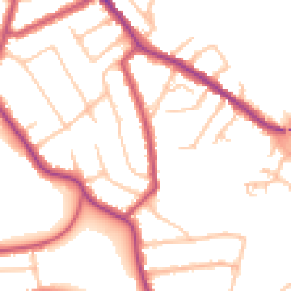 Daytime road noise heatmap for N20 0DU