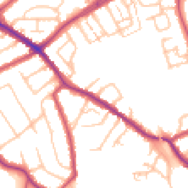 Daytime road noise heatmap for N20 0DW