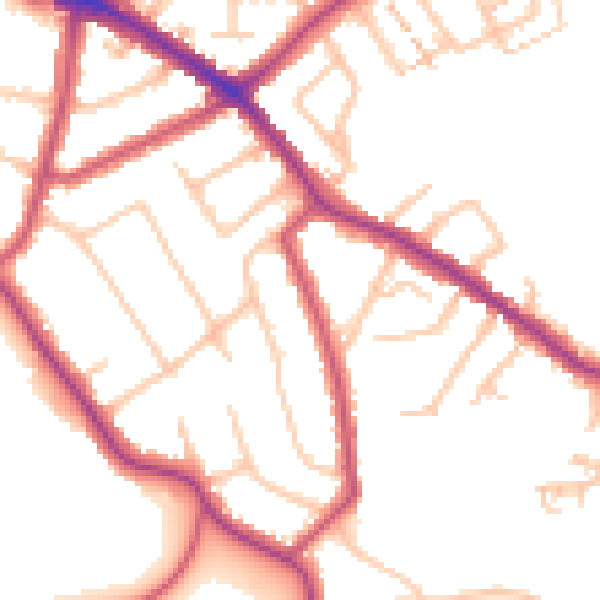 Daytime road noise heatmap for N20 0DX