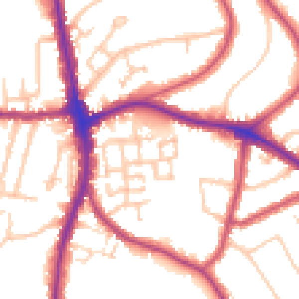Daytime road noise heatmap for N20 0FQ