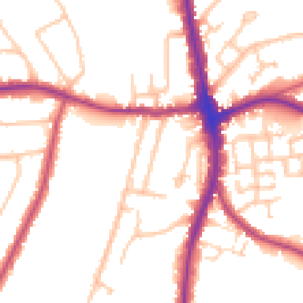 Daytime road noise heatmap for N20 0HB