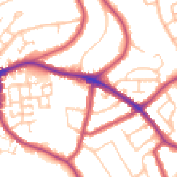 Daytime road noise heatmap for N20 0HU