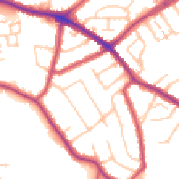 Daytime road noise heatmap for N20 0JR
