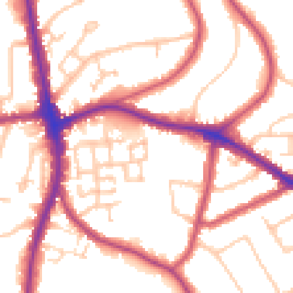Daytime road noise heatmap for N20 0LE