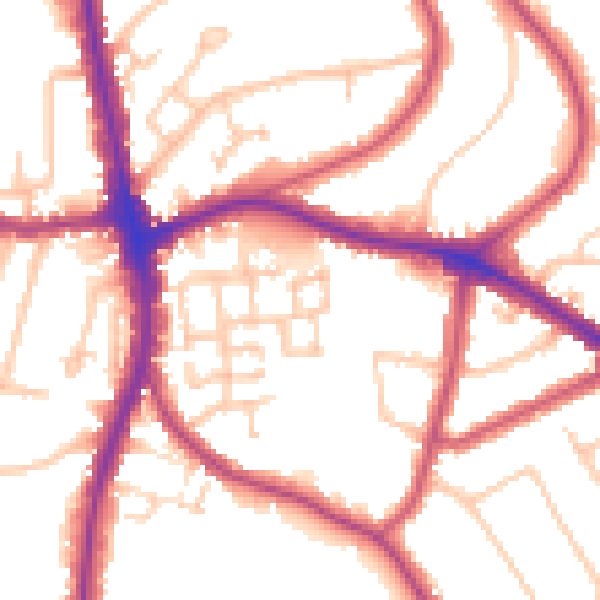 Daytime road noise heatmap for N20 0LG