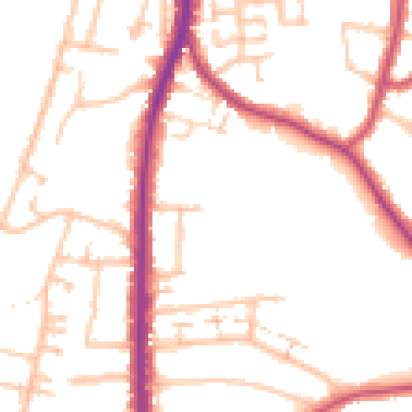 Daytime road noise heatmap for N20 0QL