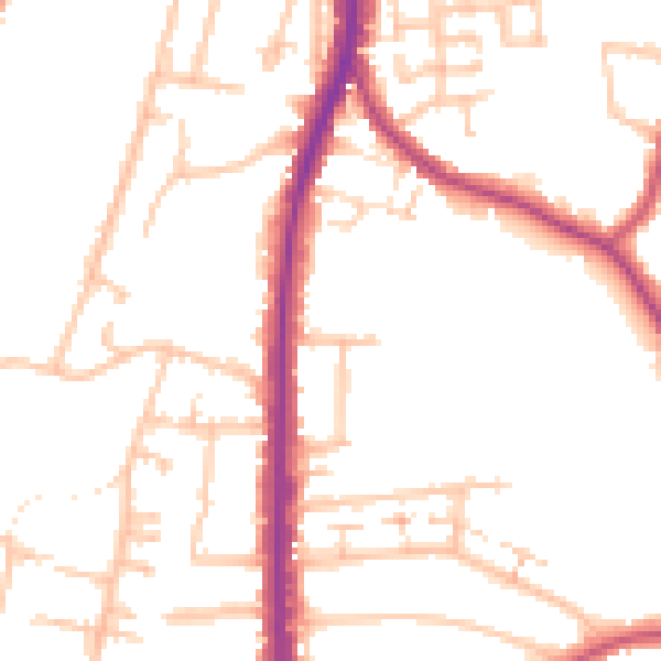 Daytime road noise heatmap for N20 0QN