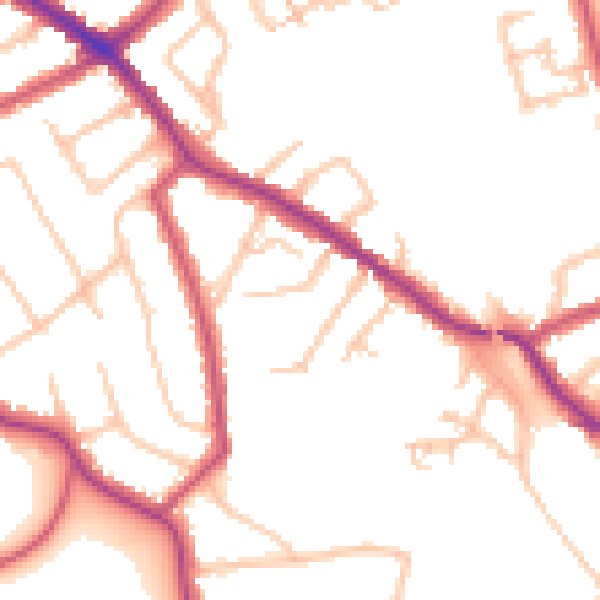 Daytime road noise heatmap for N20 0SR