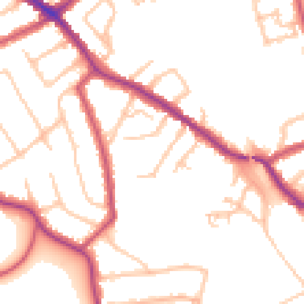 Daytime road noise heatmap for N20 0SW