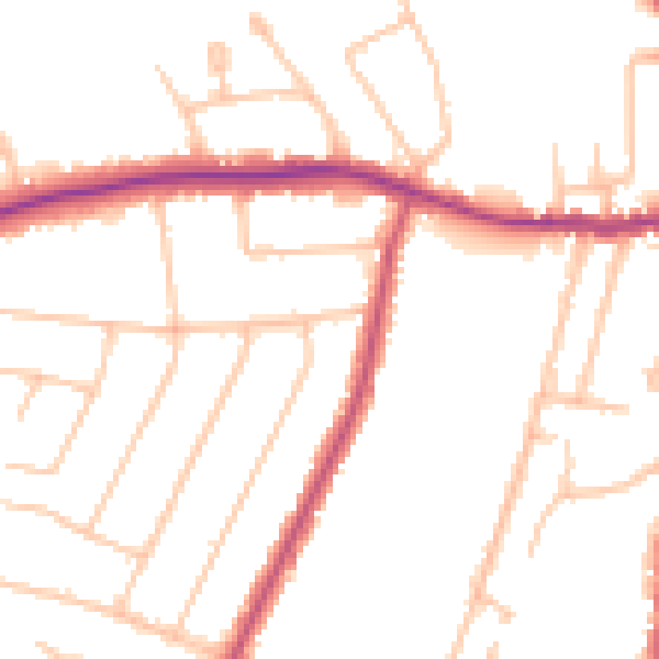 Daytime road noise heatmap for N20 8EE