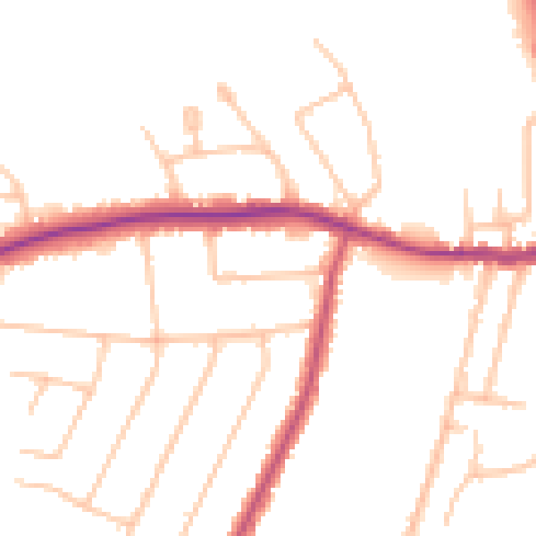 Daytime road noise heatmap for N20 8HB