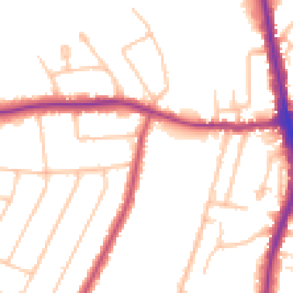 Daytime road noise heatmap for N20 8HG
