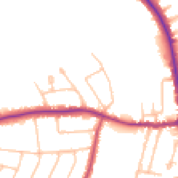Daytime road noise heatmap for N20 8QJ