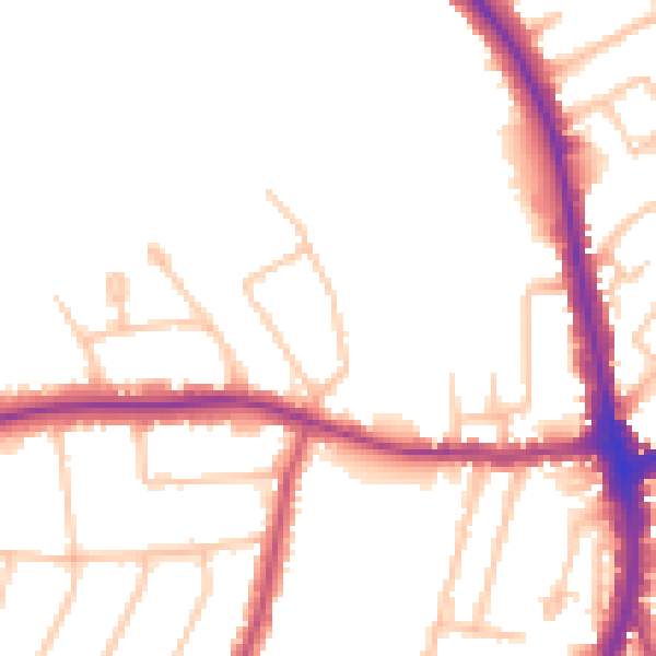 Daytime road noise heatmap for N20 8QN
