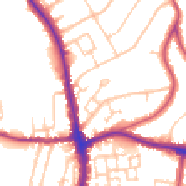 Daytime road noise heatmap for N20 9AB