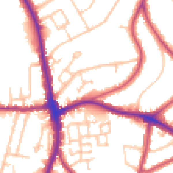 Daytime road noise heatmap for N20 9AG