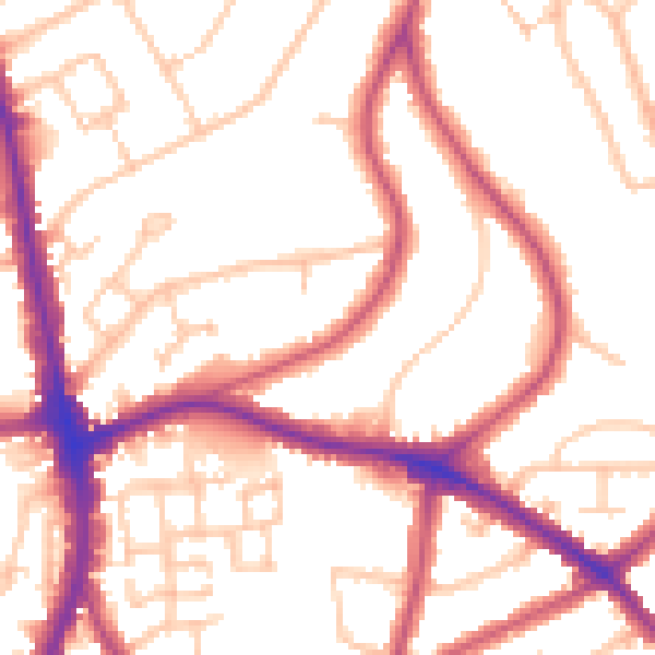 Daytime road noise heatmap for N20 9AN