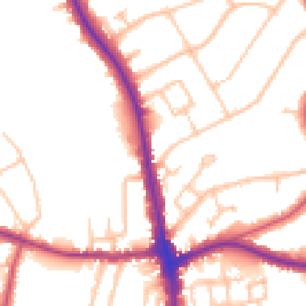 Daytime road noise heatmap for N20 9BH