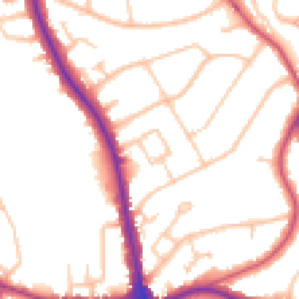 Daytime road noise heatmap for N20 9BN