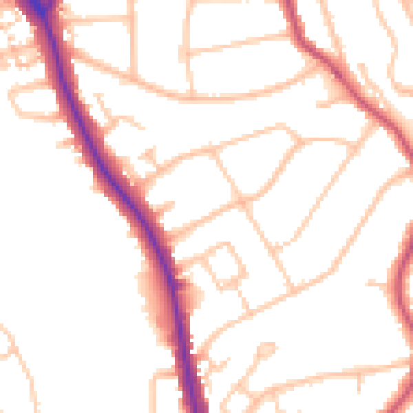 Daytime road noise heatmap for N20 9BX