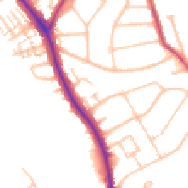 Daytime road noise heatmap for N20 9DF