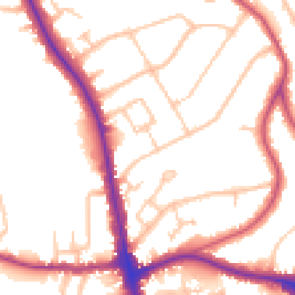 Daytime road noise heatmap for N20 9ED