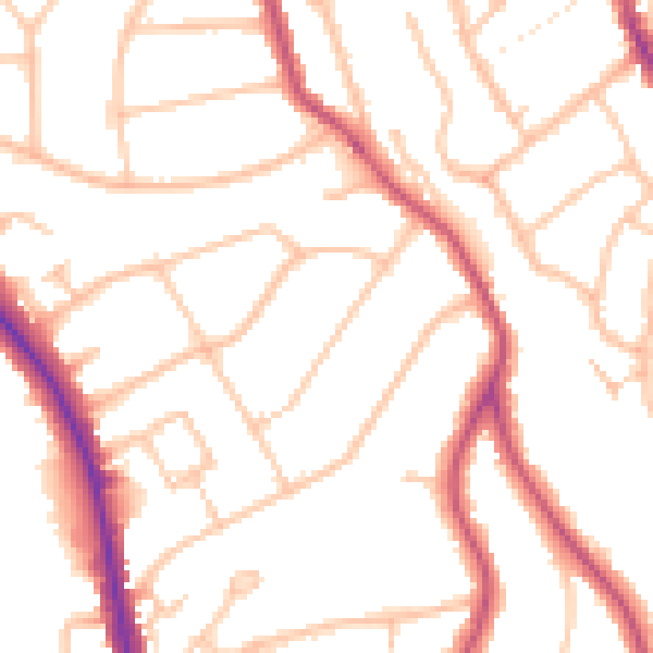 Daytime road noise heatmap for N20 9EJ