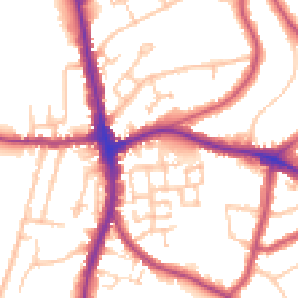 Daytime road noise heatmap for N20 9EU