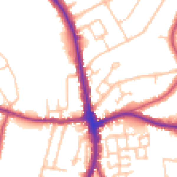 Daytime road noise heatmap for N20 9HJ