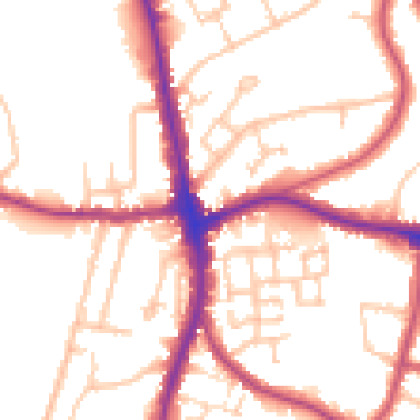 Daytime road noise heatmap for N20 9HQ