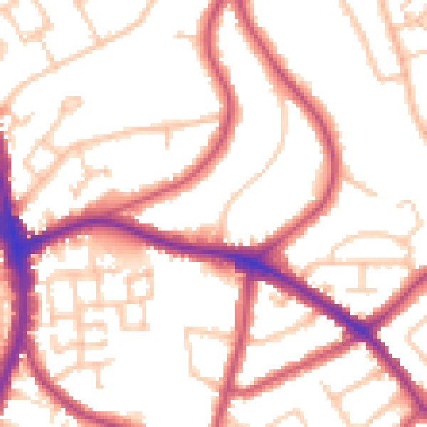 Daytime road noise heatmap for N20 9JB