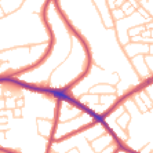 Daytime road noise heatmap for N20 9JS