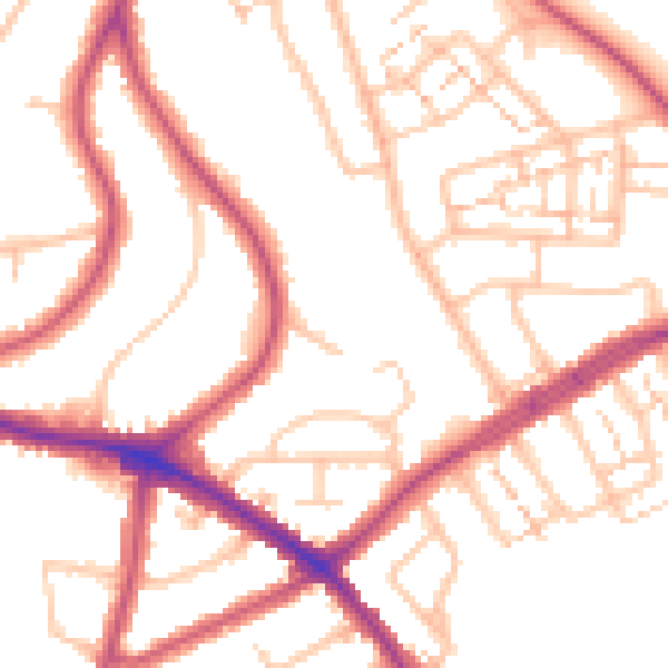 Daytime road noise heatmap for N20 9JT