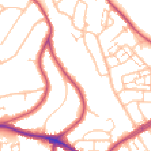 Daytime road noise heatmap for N20 9JW