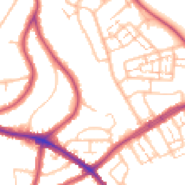 Daytime road noise heatmap for N20 9JX
