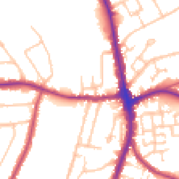 Daytime road noise heatmap for N20 9LG